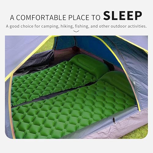 Miniatura 2 de Colchoneta de dormir inflable para campamento, colchoneta de dormir con almohada de 77 x 24 pulgadas, alfombrilla de dormir ultraligera con bomba de