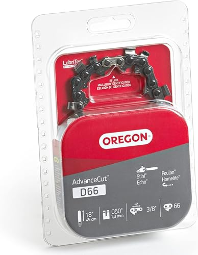 Miniatura 3 de Oregon Cadena de motosierra de repuesto D66 AdvanceCut para barras guía de 18 pulgadas, 66 eslabones de transmisión, paso 38 pulgadas, calibre .050