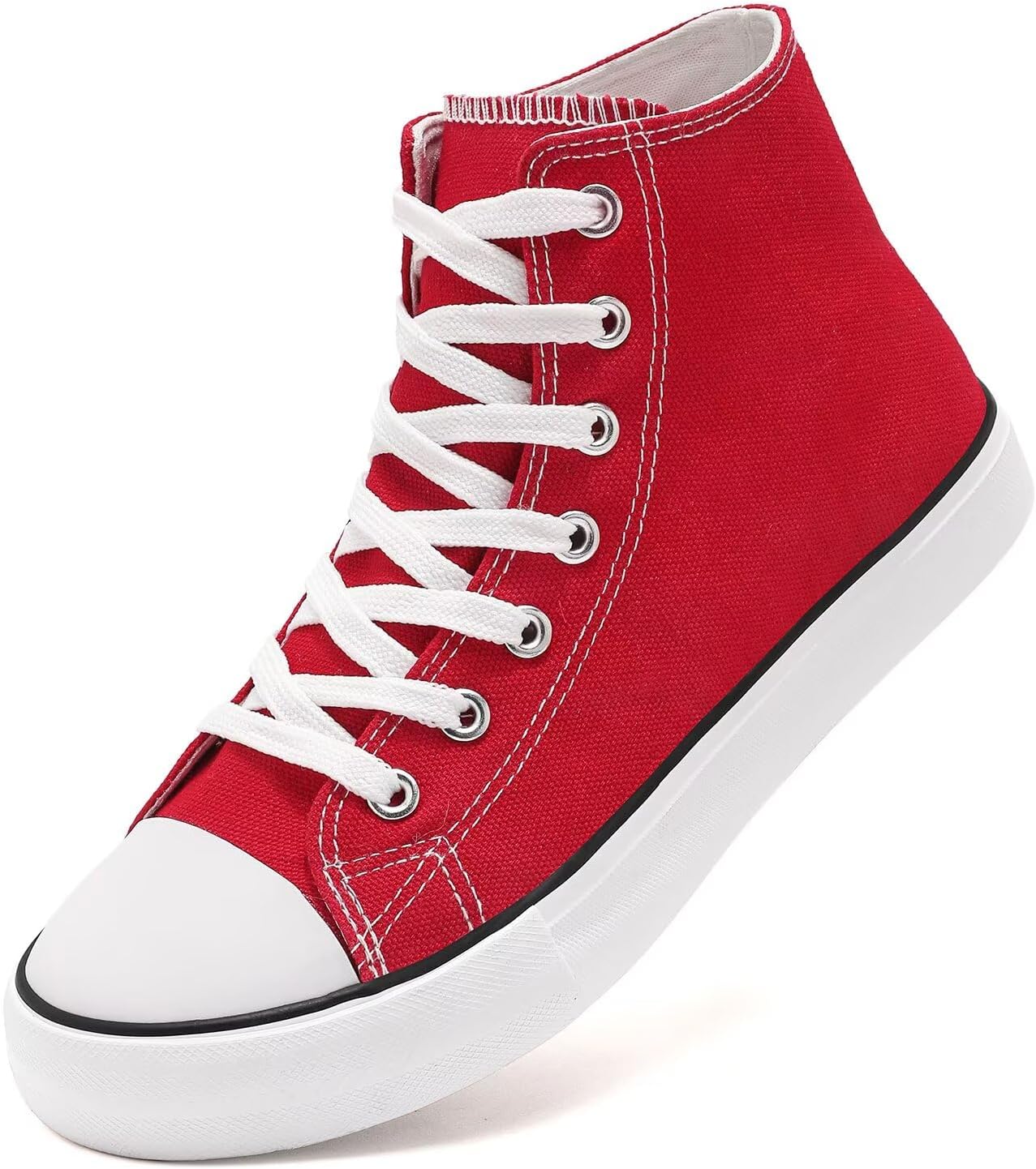 Women High Top Lace Up Casual Canvas Sneakers, Comfortable Lightweight Classic Fash...