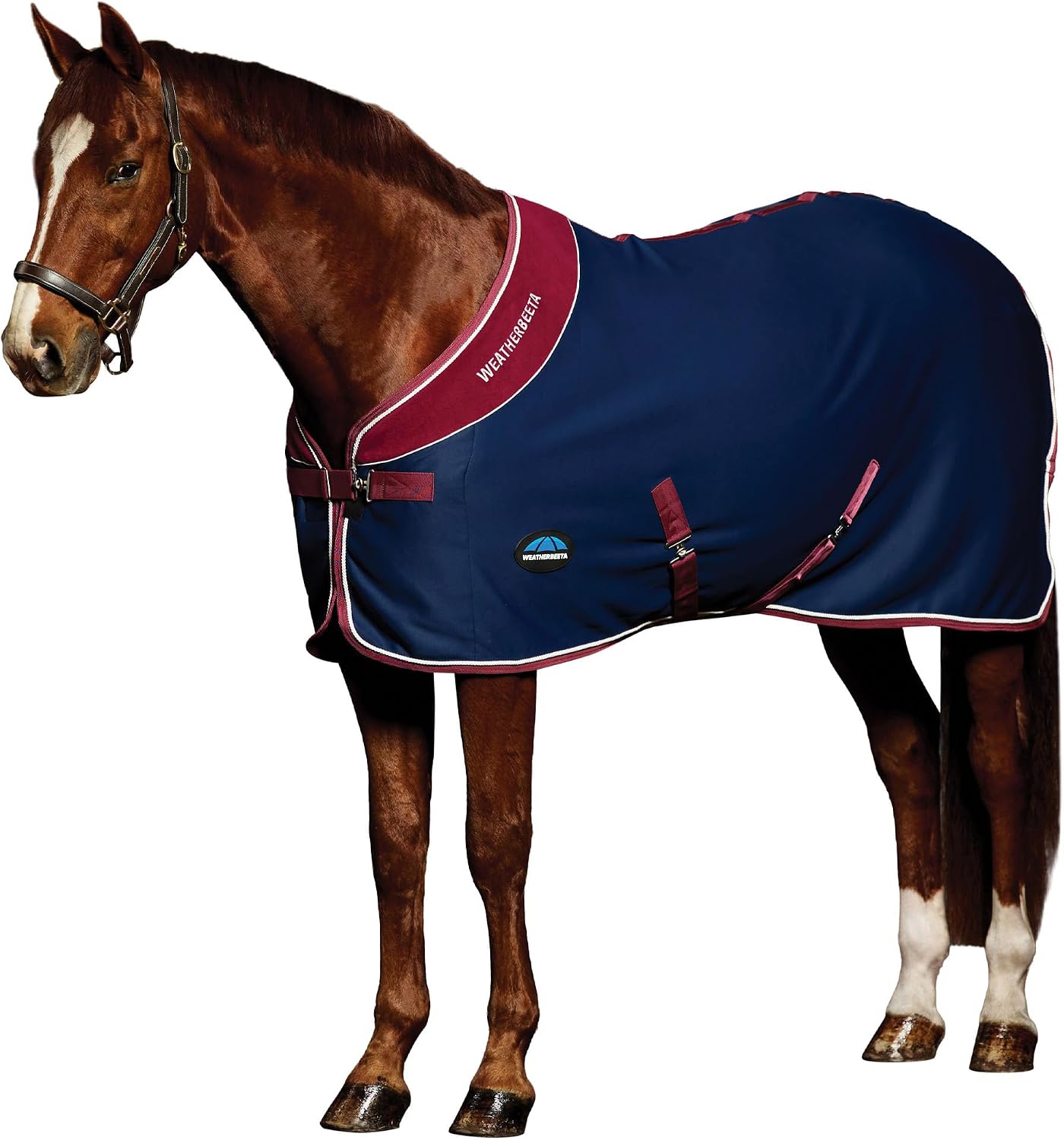 WeatherBeeta Opulence Show Sheet Standard Neck, Navy/Burgundy, 66"