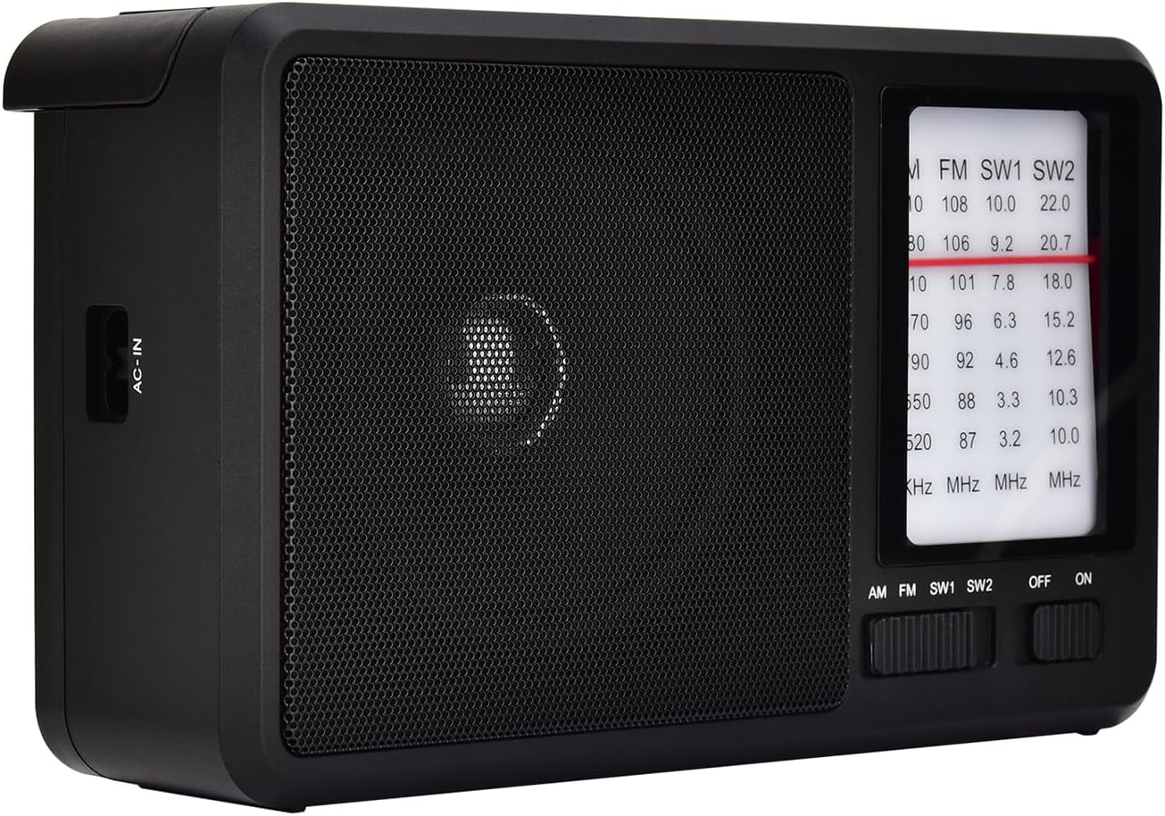 Matybobe Portable Multiband Handheld Radio with Telescopic Antenna Clear Sound for Indoor and Outdoor Use Ideal for Home Travel Camping Lightweight (US Plug)