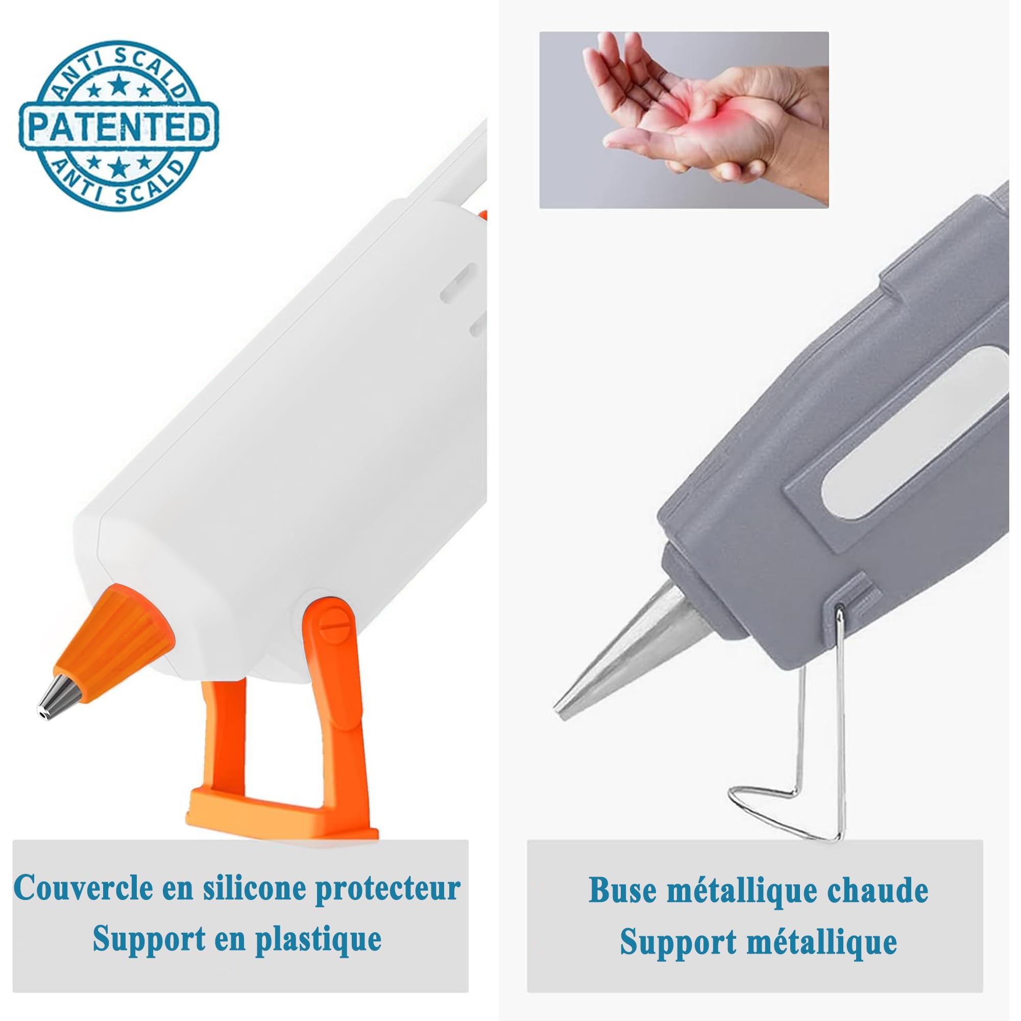 Pistolet à colle 50W Tilswall, 75pcs bâtons colle de pistolet a colle chaude, Chauffage rapide et sûr Anti-goutte, Pistolet Colle idéal Pour DIY l'artisanat, Accueil Bureau Réparation scolaire