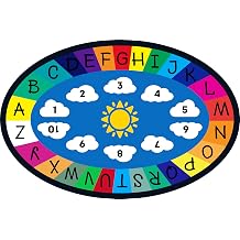 Genki - Classroom Rug for Kids - Education Classroom Carpet for Children - Colorful Seating Area - Large Elementary Classroom Rugs - Kids Seating for School Playroom | Oval 99"x66"