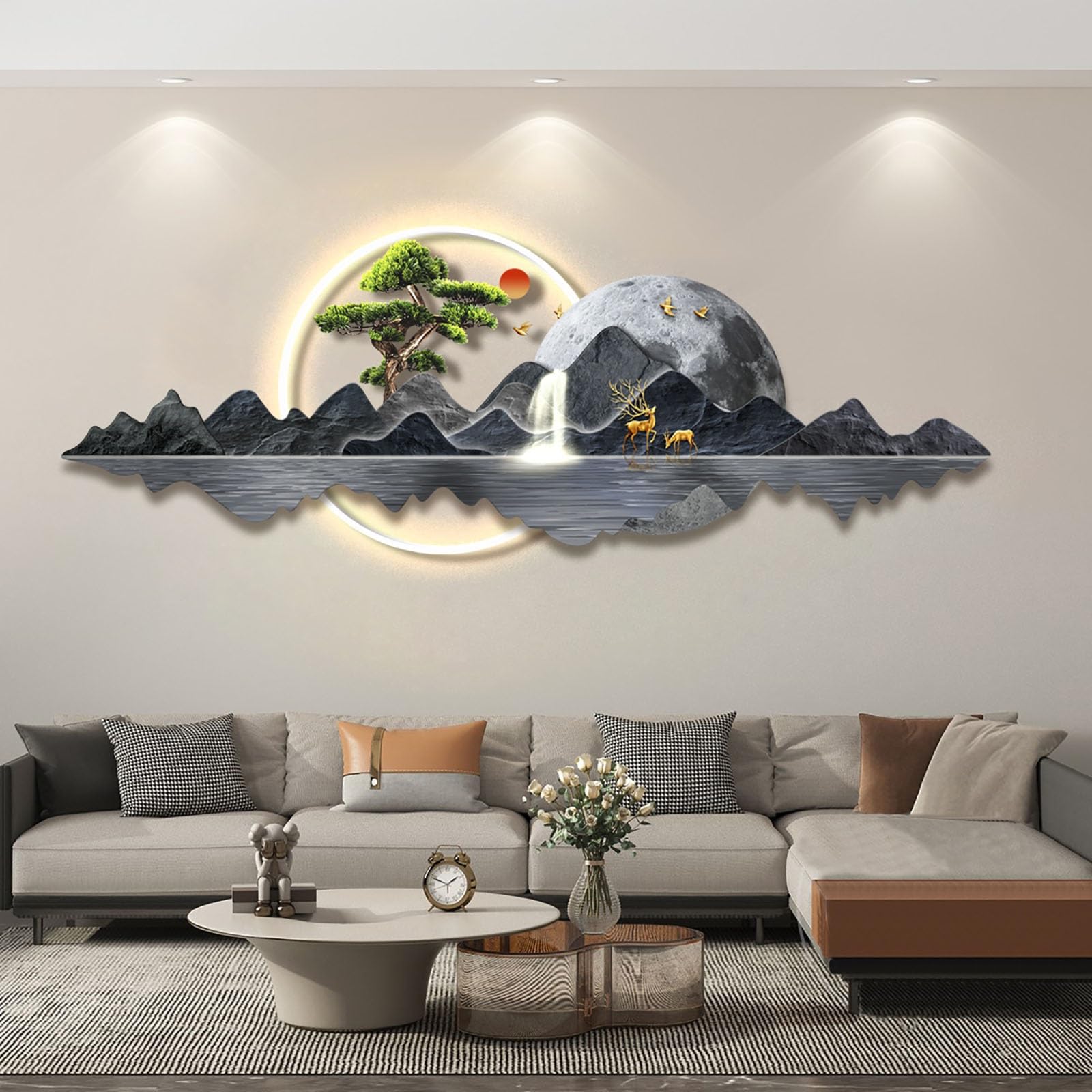 Applique murale décorative créative LED et tableau 3D maison moderne - 8