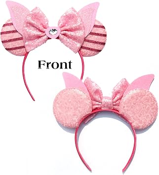 FACHPINT Mouse Ears Headband for Pigletpooh, Cute Sequin Ears for Party, Christmas Decoration, Girl Boy Photo Props