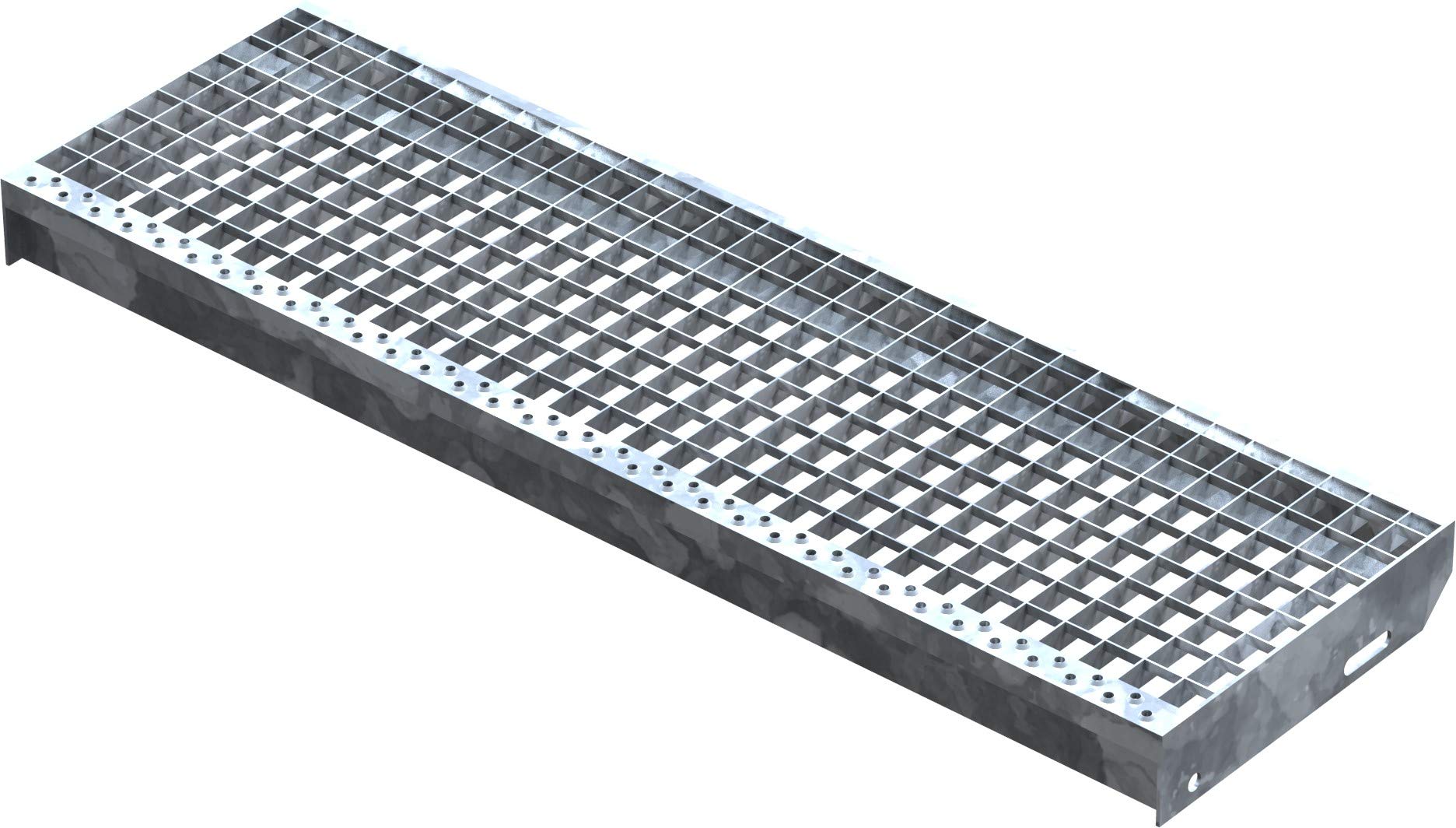 Fenau – 1000 x 305 mm - Gitterrost-Stufe (R11) XSL, MW: 30/30 mm, verzinkt, Stahl-Treppenstufe nach DIN-Norm, Fluchttreppen geeignet, Anti-Rutsch-Wirkung