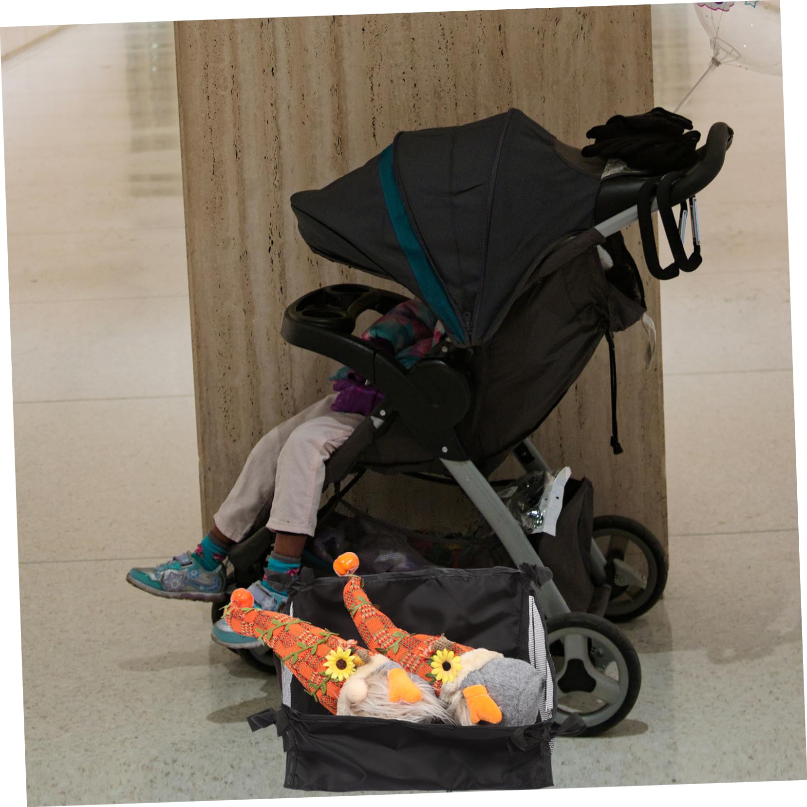 Hohopeti Baby Stroller Storage Bag Mesh Pouch for under Stroller Universal Organizer Basket Lightweight Portable Oxford Fabric