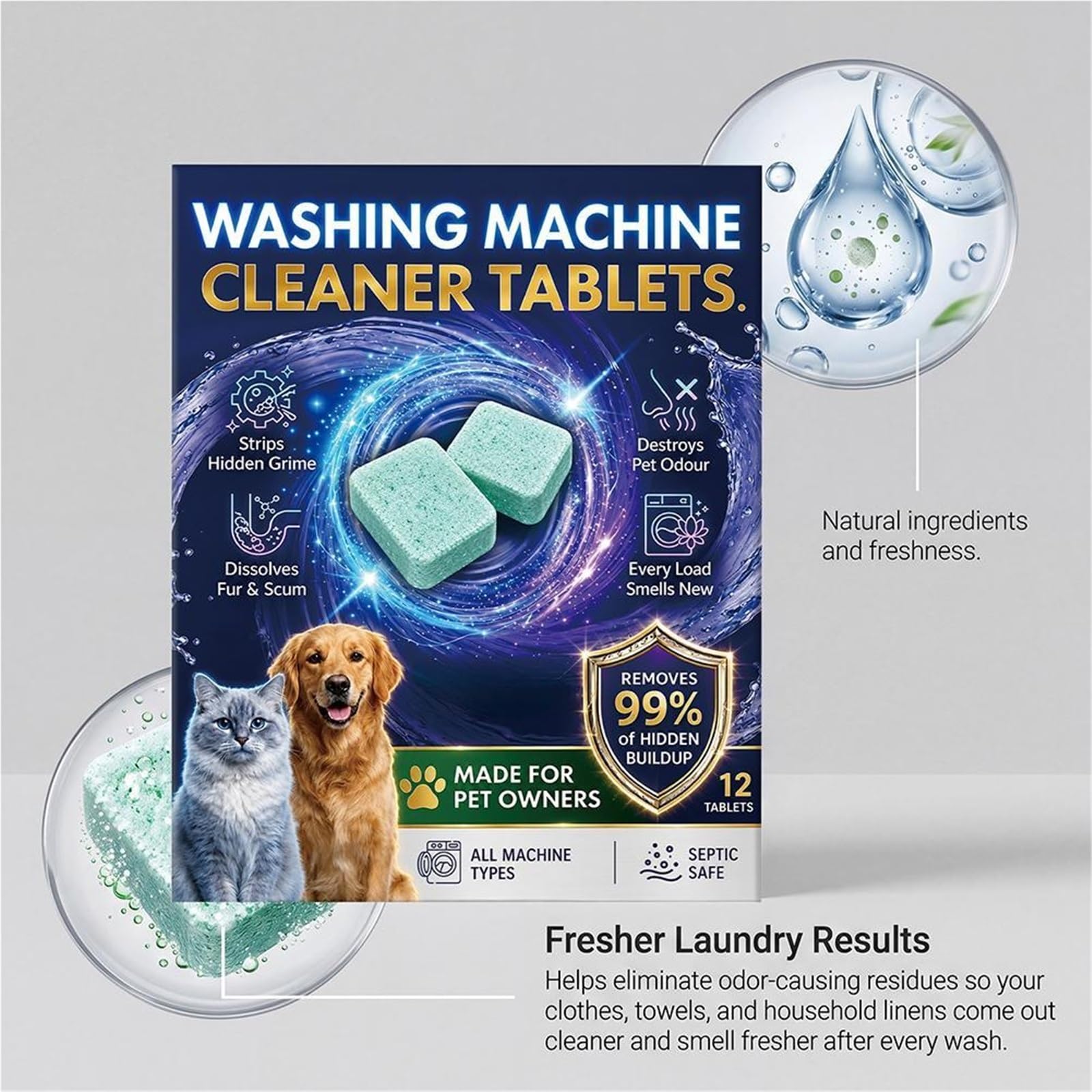 washing machine cleaner tablets Waschmaschinenreiniger-Tabletten entfernen Tierhaare effizient(5Packs)