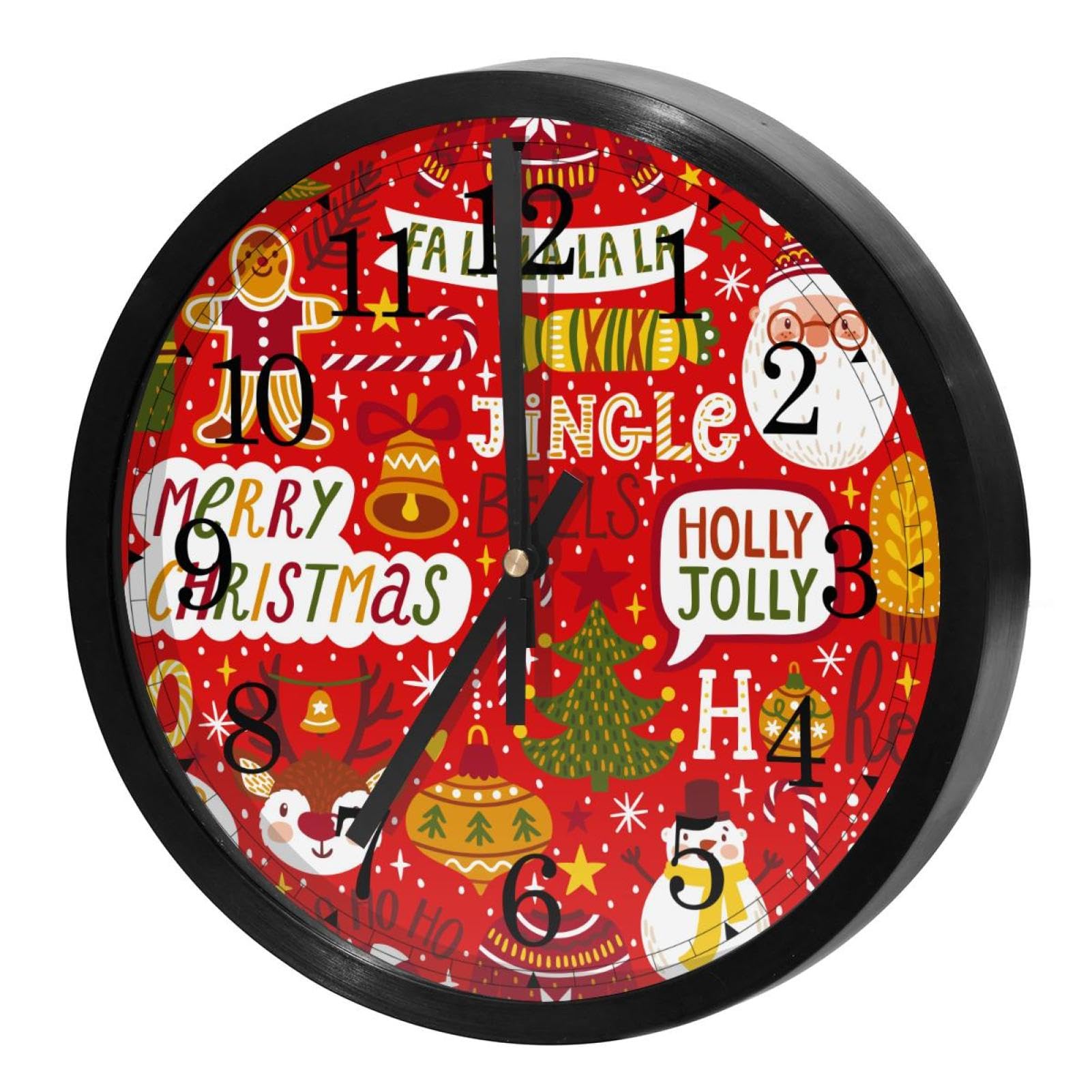 Horloge murale silencieuse Merry Christmas pour décoration de Noël et maison