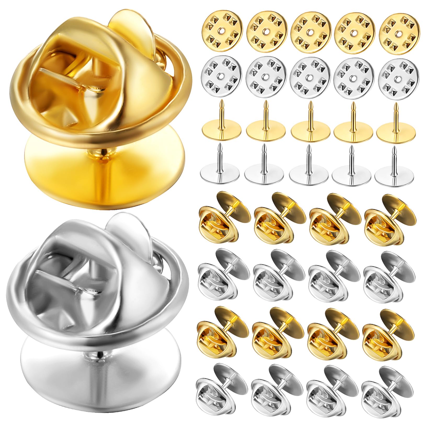 ERINGOGO 60-Pack Jewelry Pin Set Butterfly Flat Pins Craft Badge Backs Locking Backs DIY Accessory Making