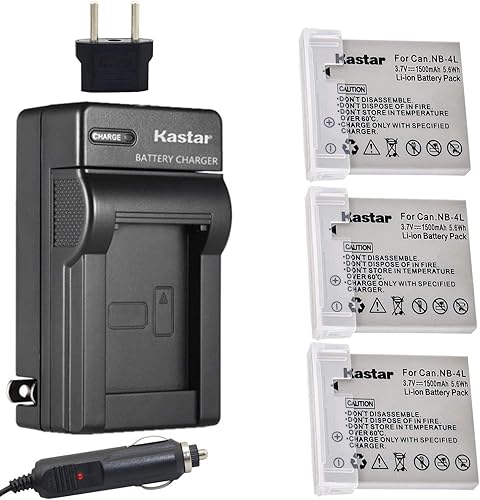 Kastar Batería y Cargador para Canon NB-4L NB4L batería