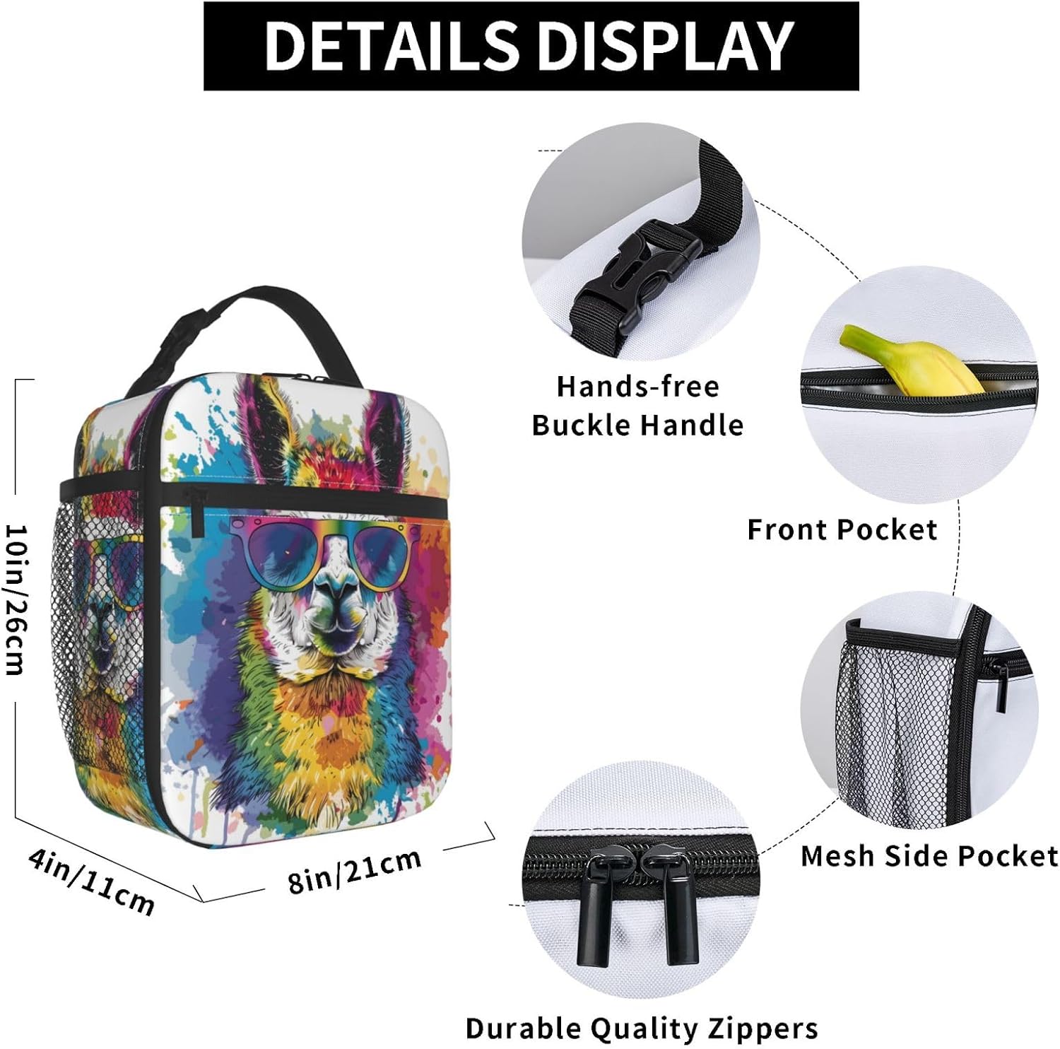 Colorful Llama Lunch Box for Women Men, Insulated Lunch Box, Reusable Lunch Bag for Office, Work, Picnic, Travel