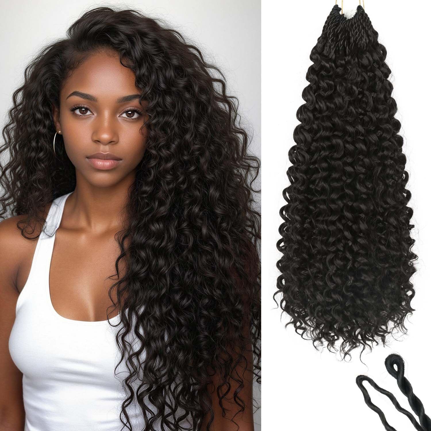 6Pcs Curly Crochet Hair GoGo Curl 18" Pure Protein Fiber Water Wave Braids