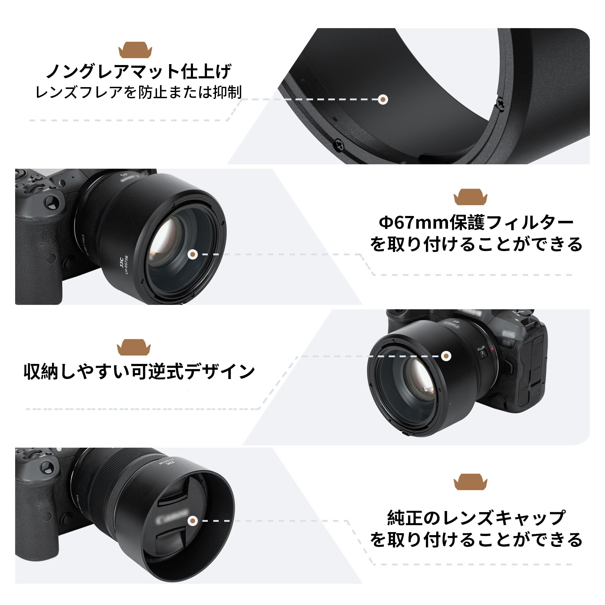 Amazon.co.jp: JJC ES-73B Reversible Lens Hood for Canon RF 45mm F1