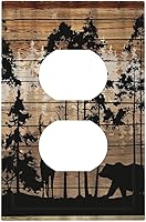 Vista 113 de Mid Century Morden Boho - Placa de pared para interruptor de luz dúplex de 1 banda, placa frontal decorativa eléctrica para receptáculo para baño