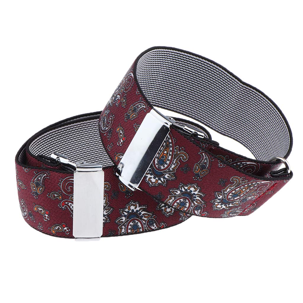 Chiwanji Men's Burgundy2 Pair Vintage Style Sleeve Armbands Stretch Jacquard Shirt Garters, As Described