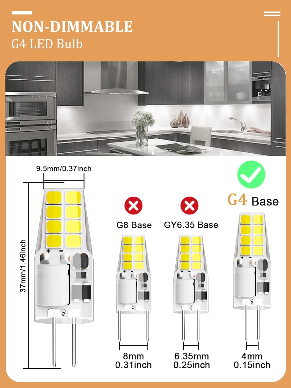 G4 LED Bulb T3 JC Bi-Pin Base 3W AC/DC 12V Daylight White 6000K 20W-25W Halogen Bulb Replacement for Under Cabinet Puck Light, Chandelier, RV, Landscape Lighting (6 Pack)