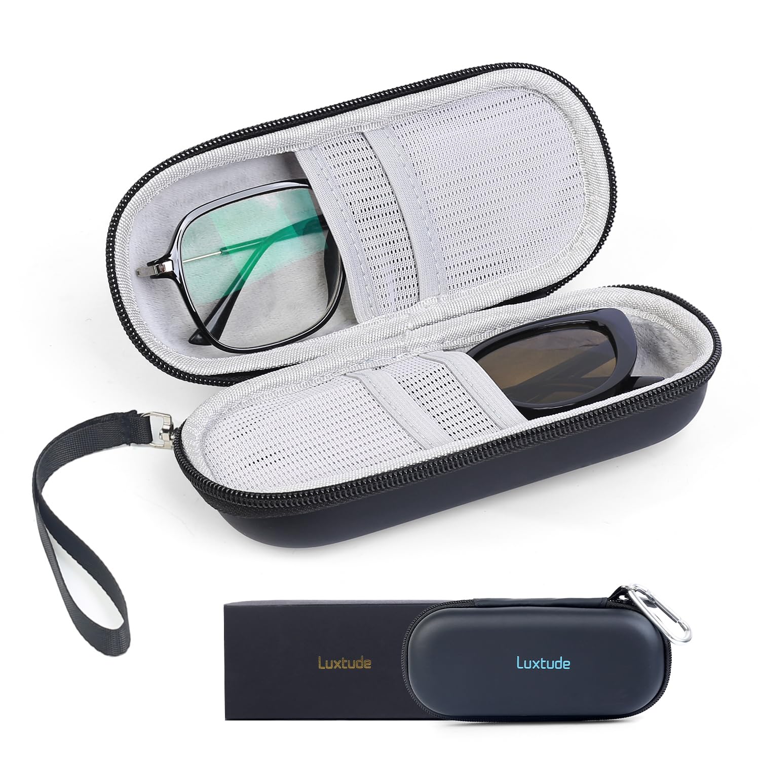 Double Glasses Case Hard Shell, Double Eyeglass Case Dual Sunglasses Cases, Travel Sunglasses Organizer for Women Men