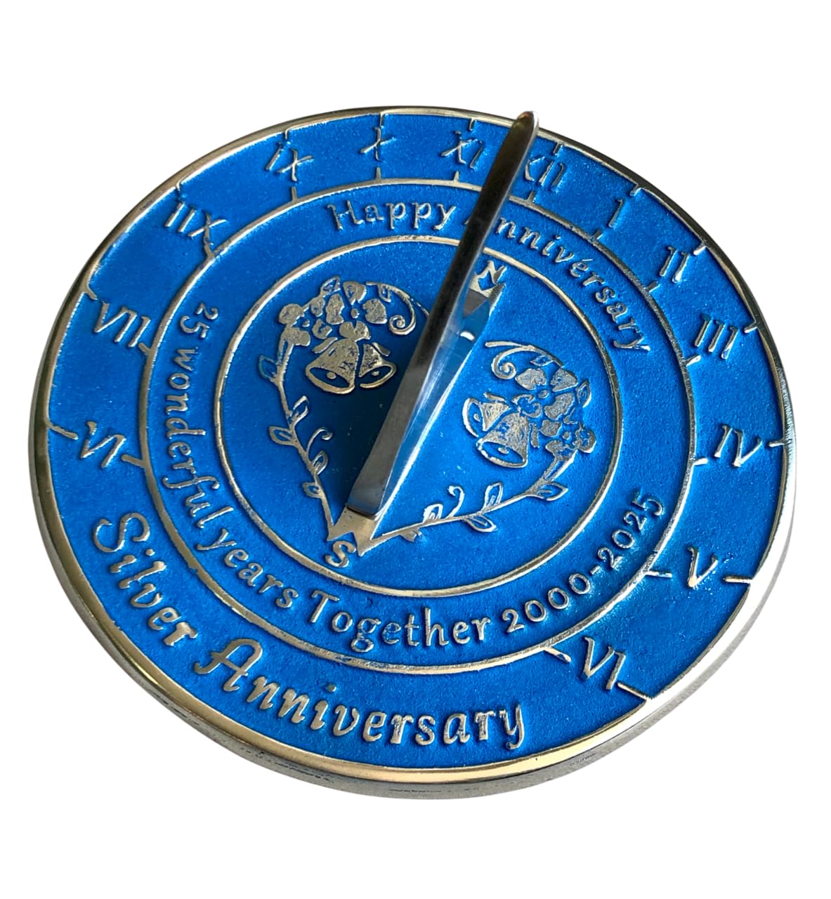 NauticalMart 25th Silver Anniversary Unique Marriage Present for Parents, Grandparents, Friends, Husband or Wife, Couples, Him & Her Wedding Anniversary Sundial Gift 2025 (25th Anniversary)