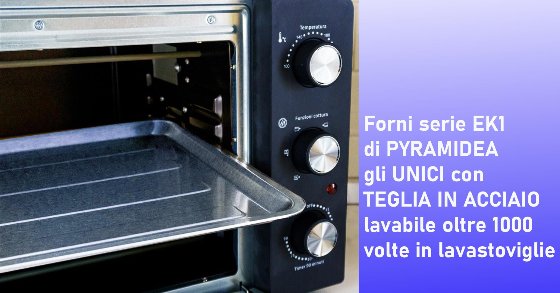 Forno Elettrico Ventilato 28 Litri 1500W Acciaio Inox Lavastoviglie Timer 90 min FOK2812