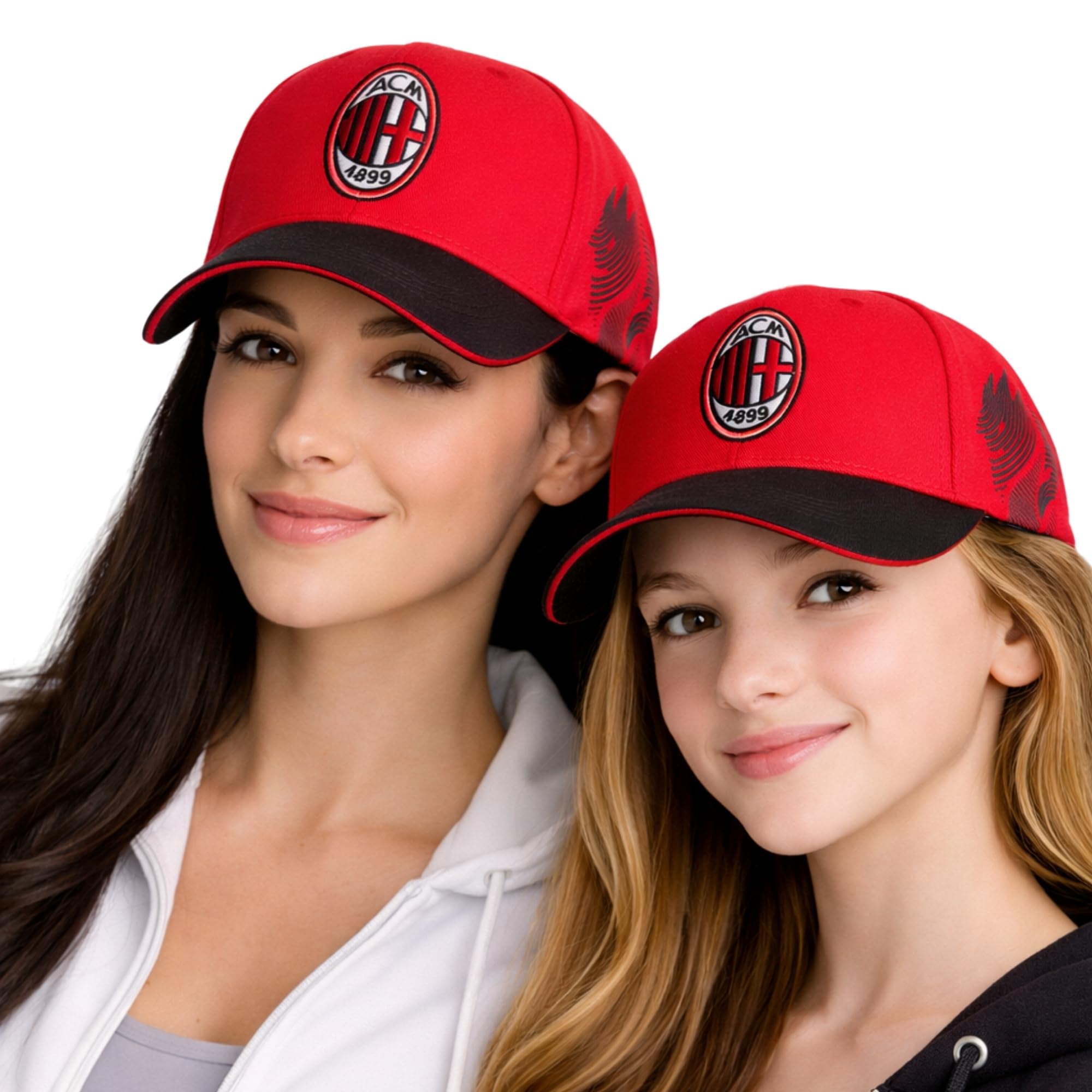 AC Milan Cappello Ufficiale in Cotone Rosa con Logo Modello Baseball Visiera Curva Regolabile