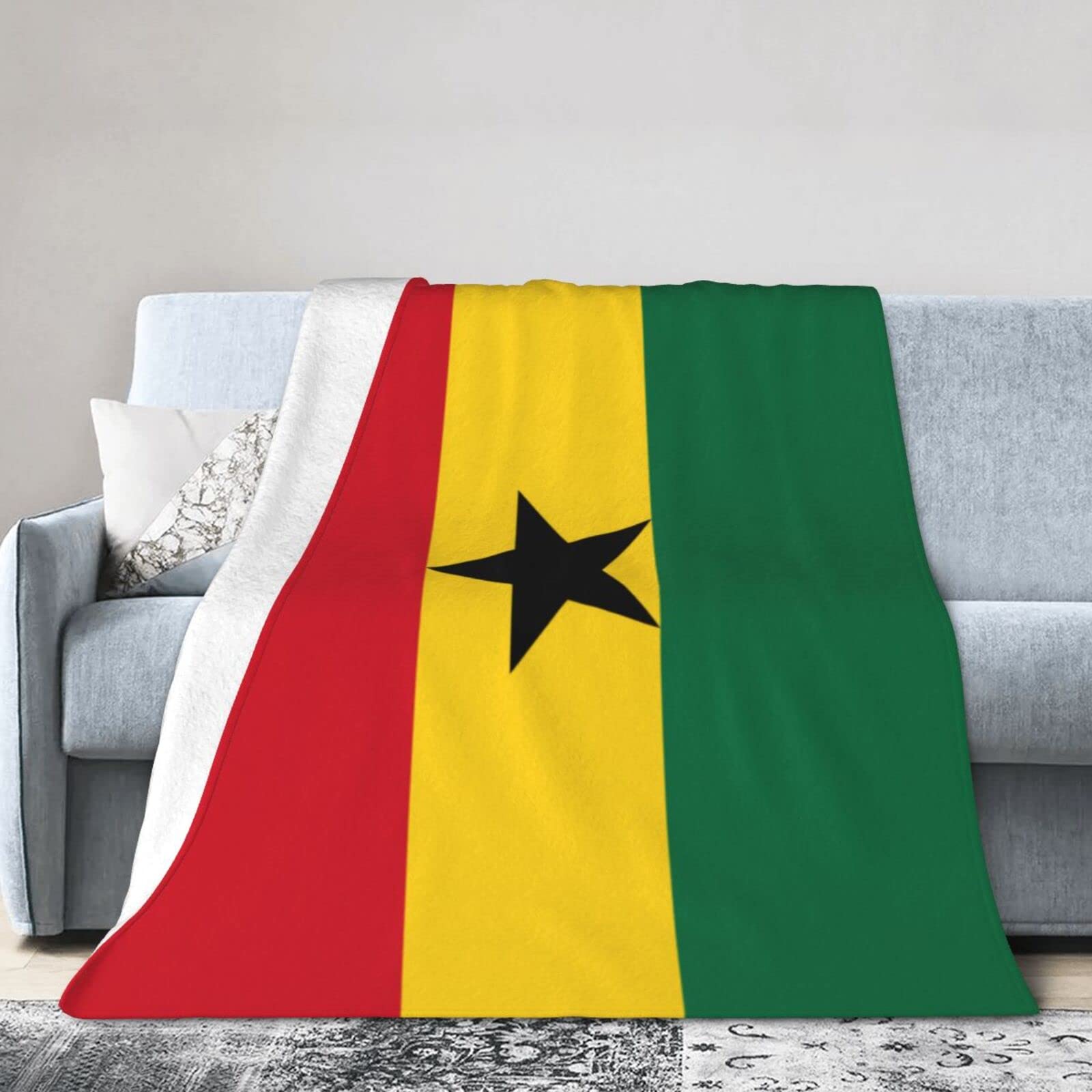 Melbrakin Ghana Flag Blanket Throw Blanket Flannel Fleece Blanket Soft Fuzzy Lightweight Blanket For Sofa Bedroom Couch 60"X50"