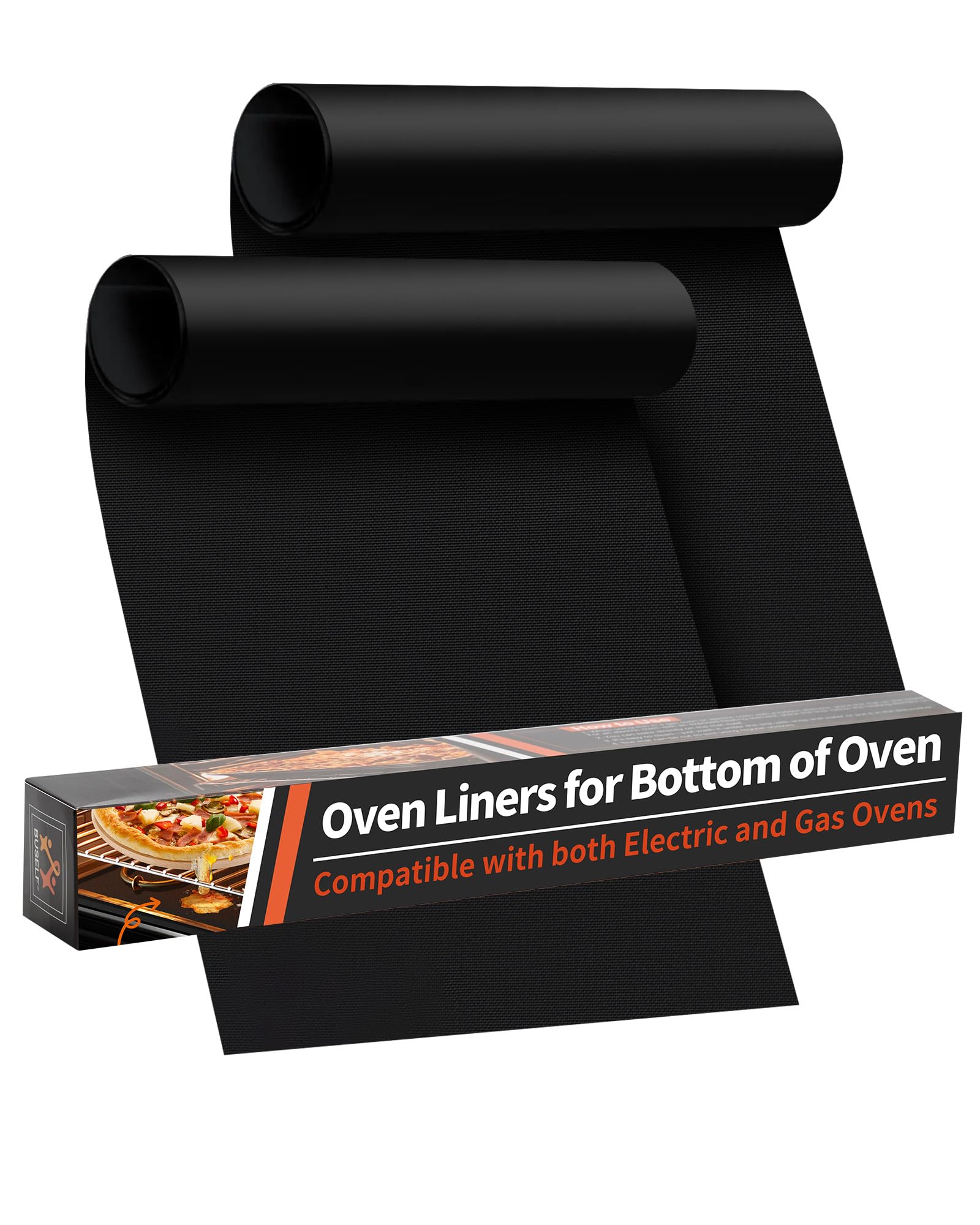 Oven Liners for Bottom of Oven - 2 Pack Large Heavy Duty Oven Mats, 17"x 25" Reusable Matt Liner for Electric, Gas, Toaster Ovens & Grills, BPA & PFOA Free, Kitchen Essentials, Black