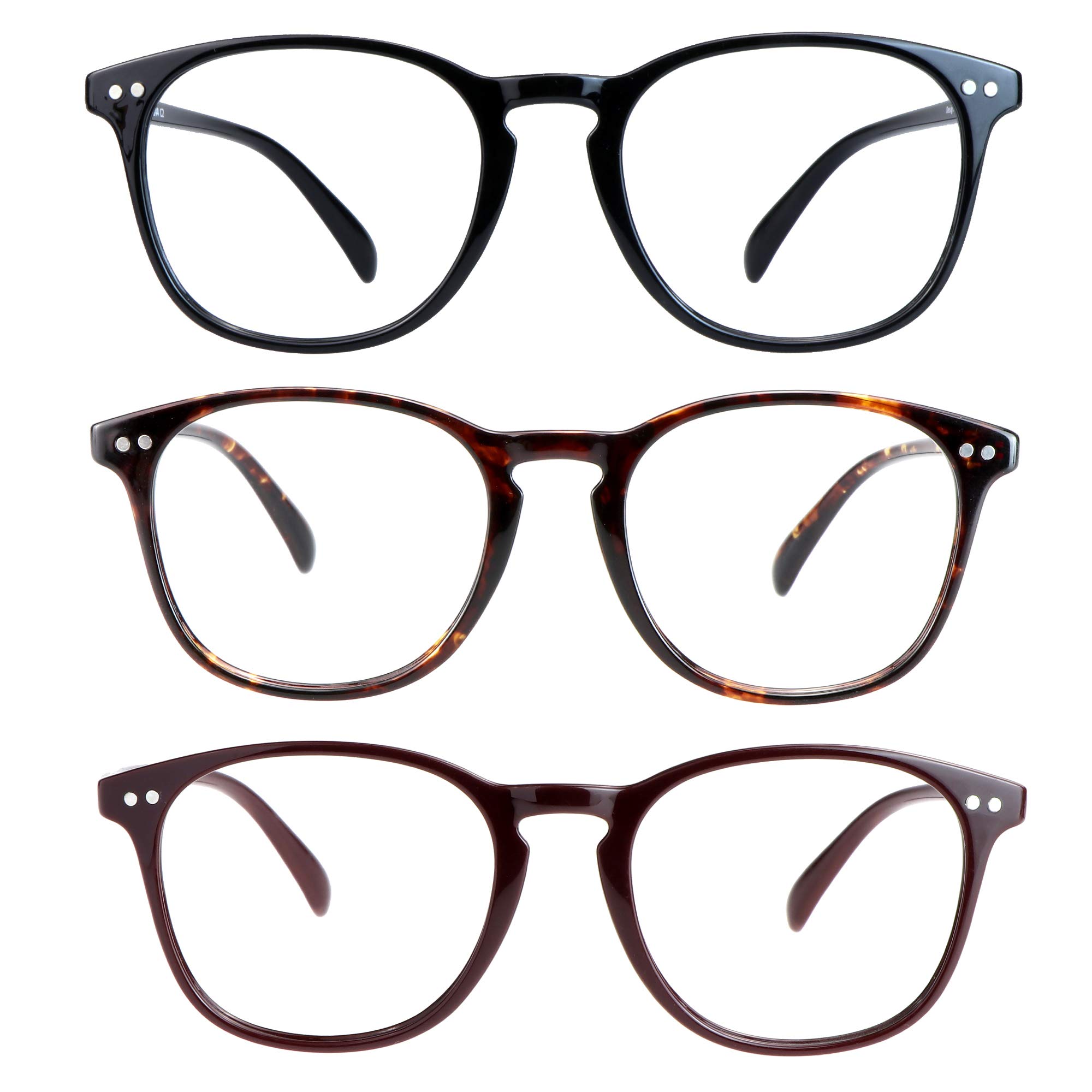 Blue Light Blocking Glasses 3 Pack Square Frame Computer Gaming Reading Glasses Men Women Anti Eyestrain