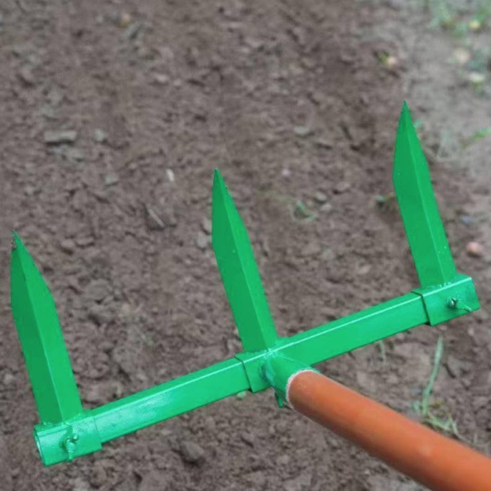 Gralara Solcatore Regolabile Multi-Punta Rincalzatore a Denti Multifunzione Coltivatore da Giardino per Contadini, Giardinieri, Campo, Orto, Rastrello Da Aratura A 5 Denti [Verde]