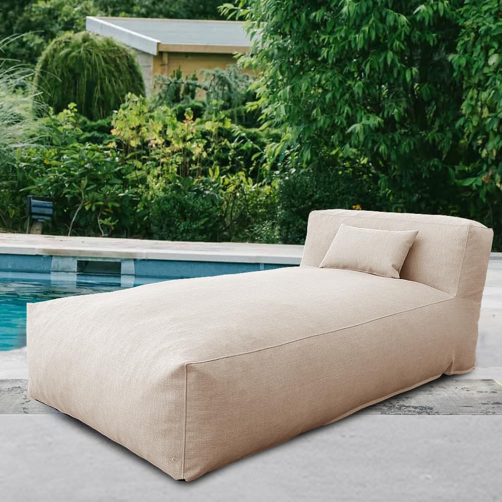 Dineli Modern ANNY-H Lounge Chair Outdoor Bed Lounger Outdoor Couch Sofa Comfy Patio Furniture Dense Foam Pool Loungers Lazy Sofa for Outside,