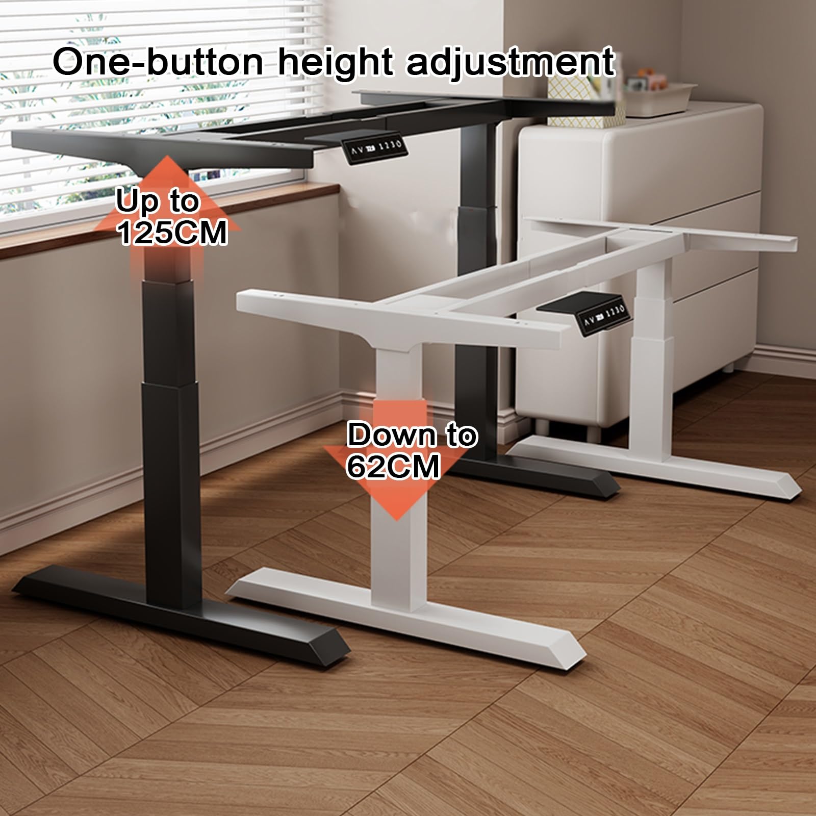 Regulowana Wysokość Ramy Biurka Elektrycznego, Podwójny Silnik Stalowy, Nowoczesny Design, 3 Poziomy Pamięci, Stabilne Obciążenie, Regulowana Szerokość, Ergonom,Black