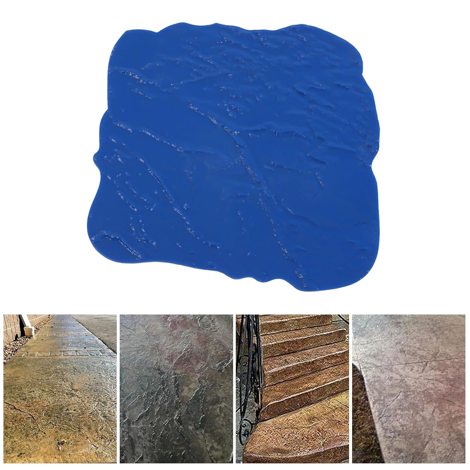 TFCFL Seamless Concrete Slate Pattern, Texture Imprint Stamp Mat, Concrete Cement Stamping Tool, Decorative Patterns Available, Floppy Mat (Blue, 18" x 18")