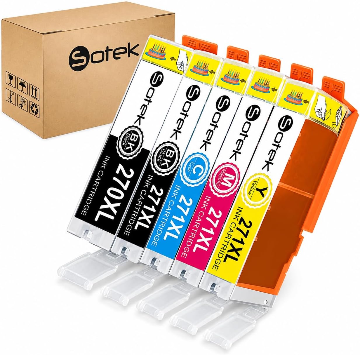 Sotek 270XL 271XL 270 271 XL Ink Cartridges 5 Color, Work with Pixma MG5720 MG5721 MG5722 MG6820 MG6821 MG6822 MG7720 TS5020 TS6020 TS8020 TS9020 Printers (BK/BK/C/M/Y)