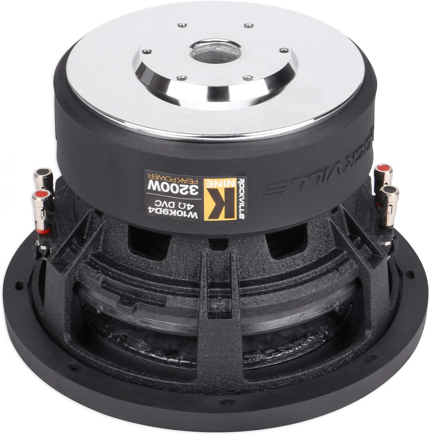 Rockville W10K9D4 V3 K9 Series 10" Car Subwoofer, 3200W Peak/800W RMS, Dual 4-Ohm, 3" OFC Voice Coil, 185 oz Magnet, 26mm Xmax, Cast Aluminum Basket, for Car Audio