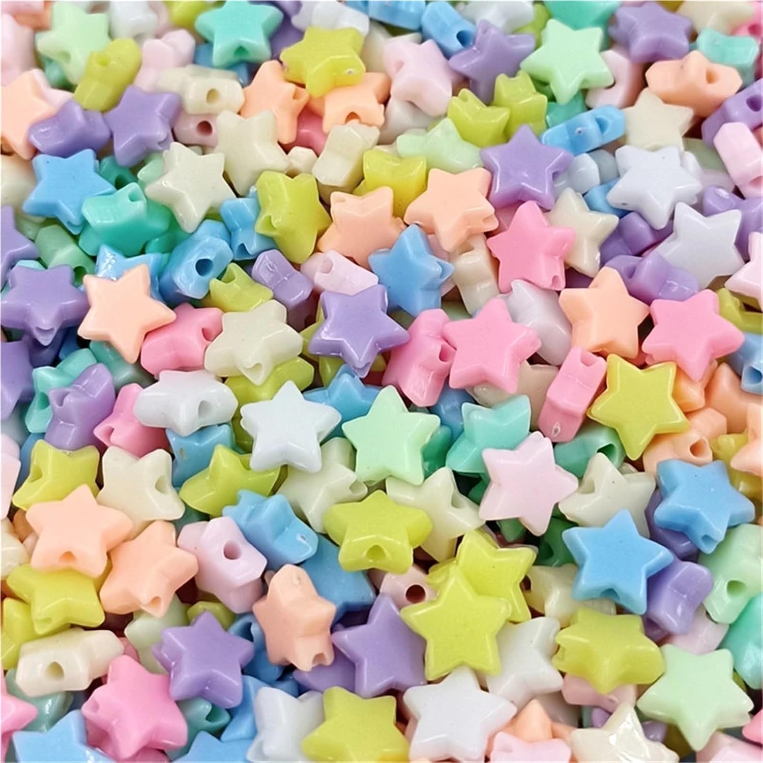 Yiodauh Spacer Beads kit 1200 Pcs 10mm Macaron Color Star Loose Beads for DIY Jewelry Accessories Bracelet Necklace Making(Blue)