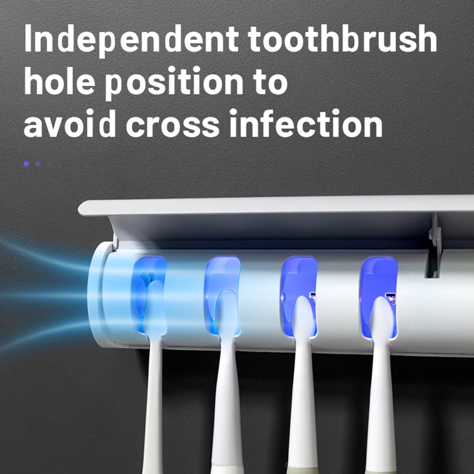 Esterilizador de Cepillo de Dientes Inteligente, Soporte para Cepillo de Dientes montado en la Pared, esterilización UV por inducción automática, Accesorios de baño