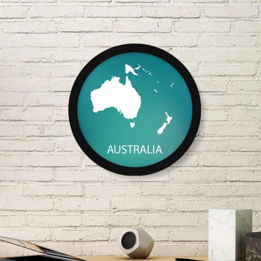 Australie Océanie cadre photo rond en bois noir pour décoration murale