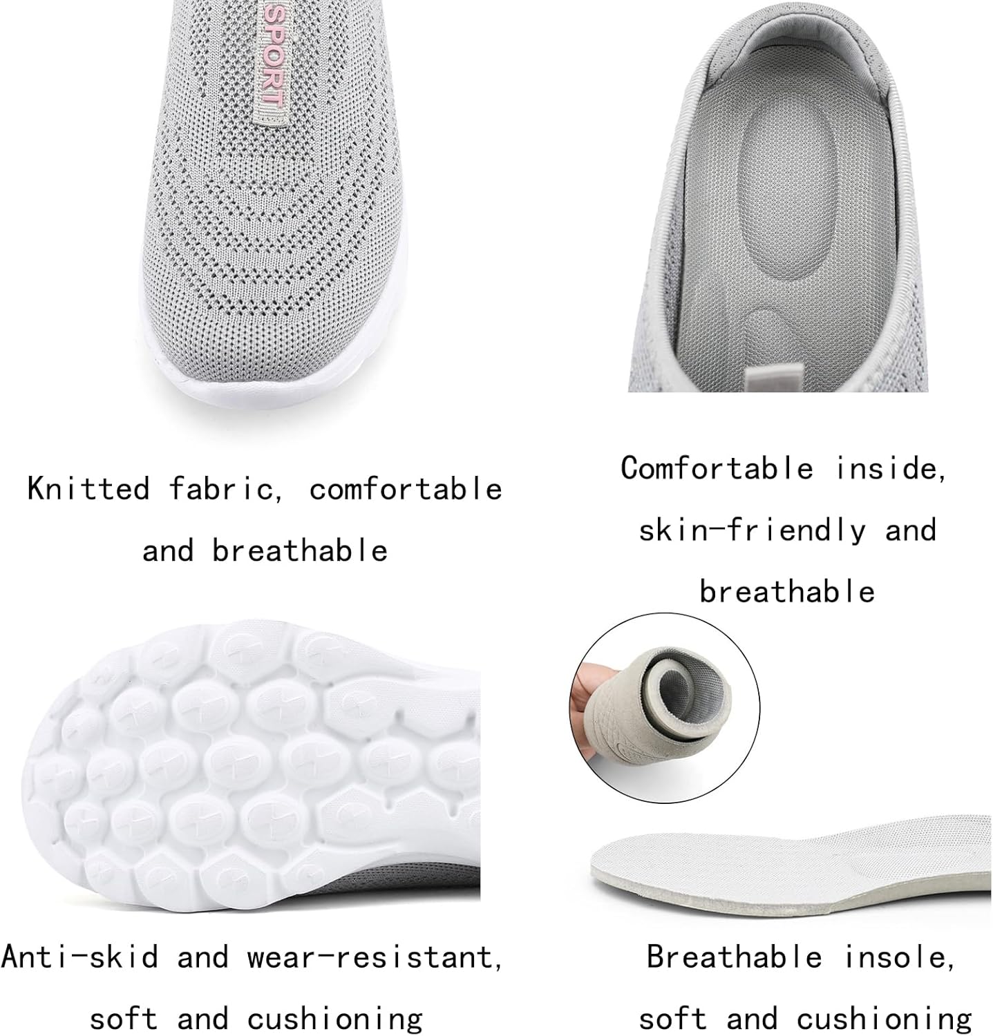 Aceptolcom Women Mules Shoes Slip On Open Back Mesh Walking Shoes Sneakers Comfortable Arch Support Lightweight - Image 4