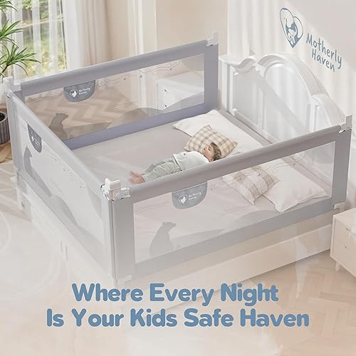 Miniatura 7 de Riel de cama para niños pequeños, rieles de cama para cama de tamaño Queen, altura ajustable y seguridad segura, rieles de cama tamaño Queen (3