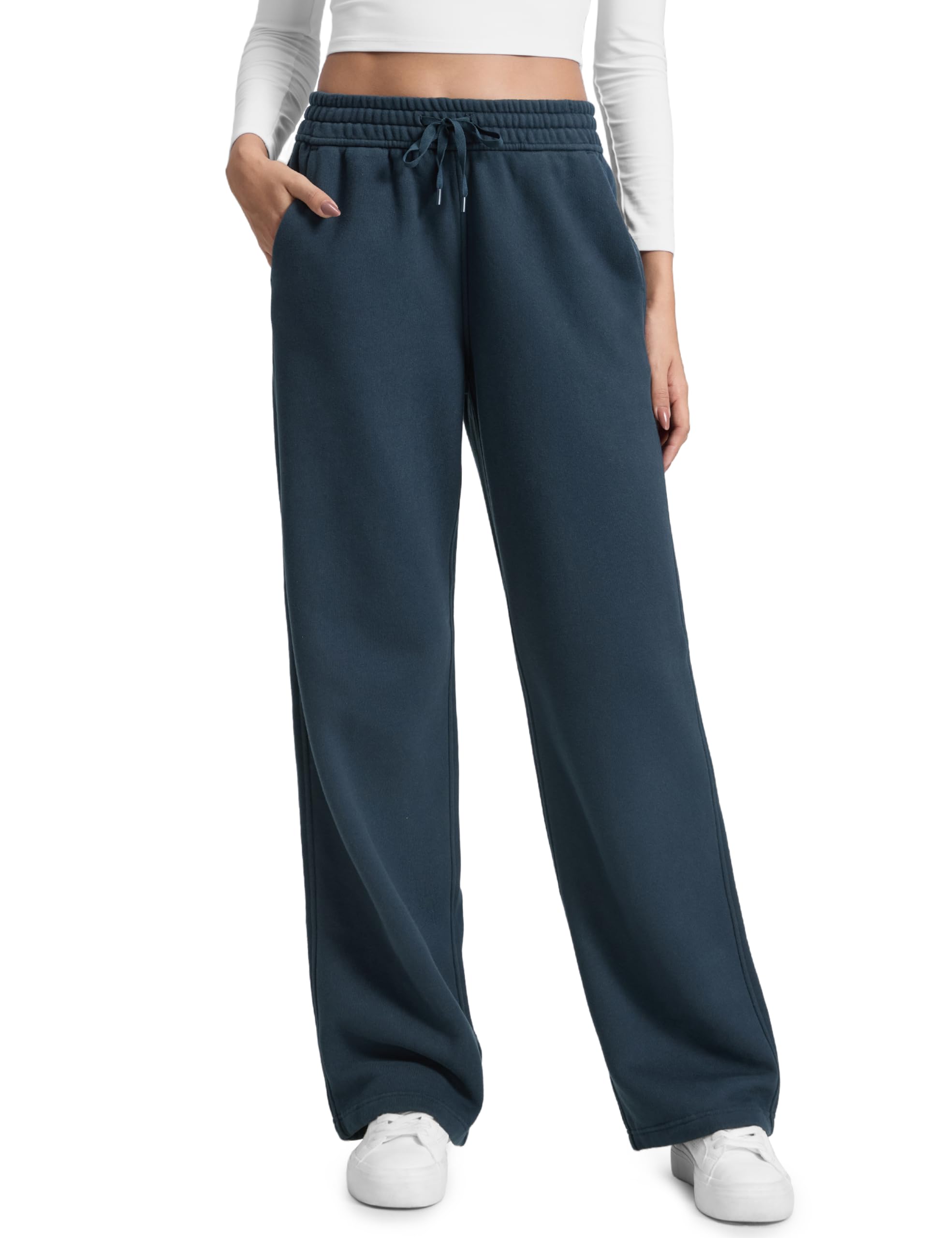 CRZ YOGA Damen Jogginghose Gefütterte Baumwolle Hohe Taille Joggers Soft Freizeithose Winter Lounge Hosen mit Taschen - 71/76/81cm