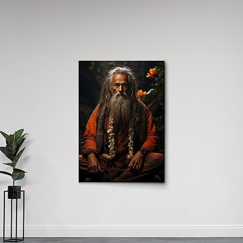 Miniatura 3 de Yoga Wall Art, Canvas Prints Yoga Meditation Studio Room Decorations Tie Dye Hippie Psychedelic Poster with Frame Meditating Peace Wall Art Hanging