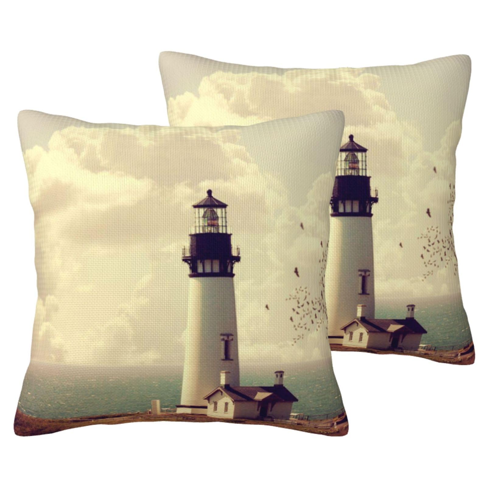 Housse de coussin phare ancien en toile de lin synthétique haut de gamme