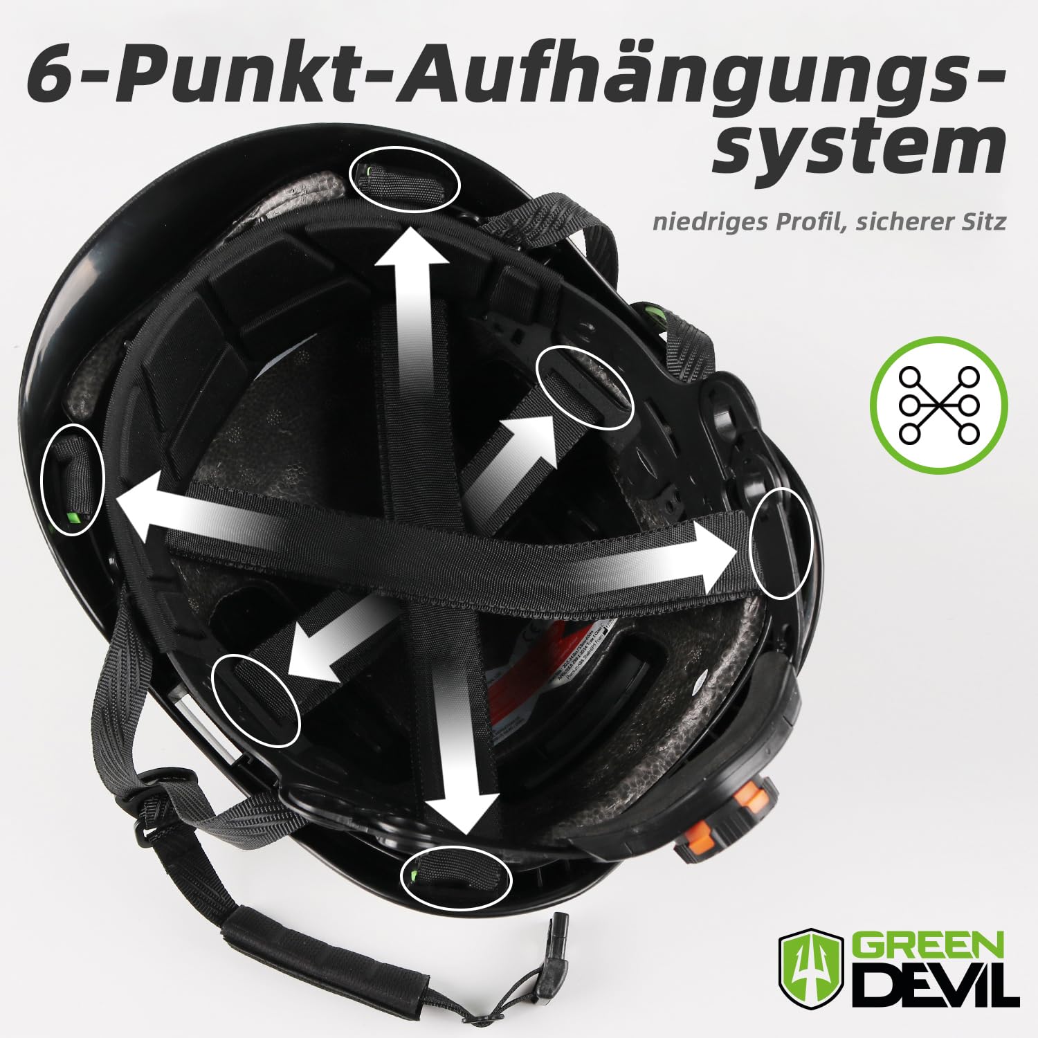 GREEN DEVIL X-Armor - Casco de seguridad EN 397, ABS con protección EPS antigolpes, suspensión de 6 puntos, ventilada, ajuste con una sola mano, 53-63 cm, para construcción e industria