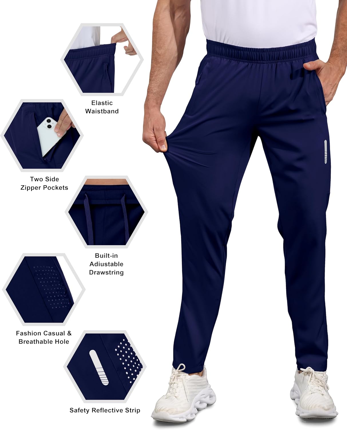 Men's Sweatpants Quick Dry Lightweight Joggers - with Zipper Pockets for Gym, Running, Training & Daily Wear - Image 3