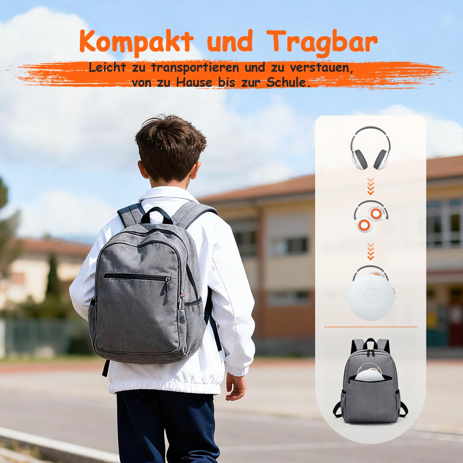 TONOSHARK Kopfhörer Kinder Bluetooth | Noise Cancelling Kopfhoerer Kinder | 60h Spielzeit, Leicht über Ohr Kinderkopfhörer Bluetooth Mit Mikrofon (Weiß) - Für Schule/Reisen | Inkl. Tragetasche (Weiß)