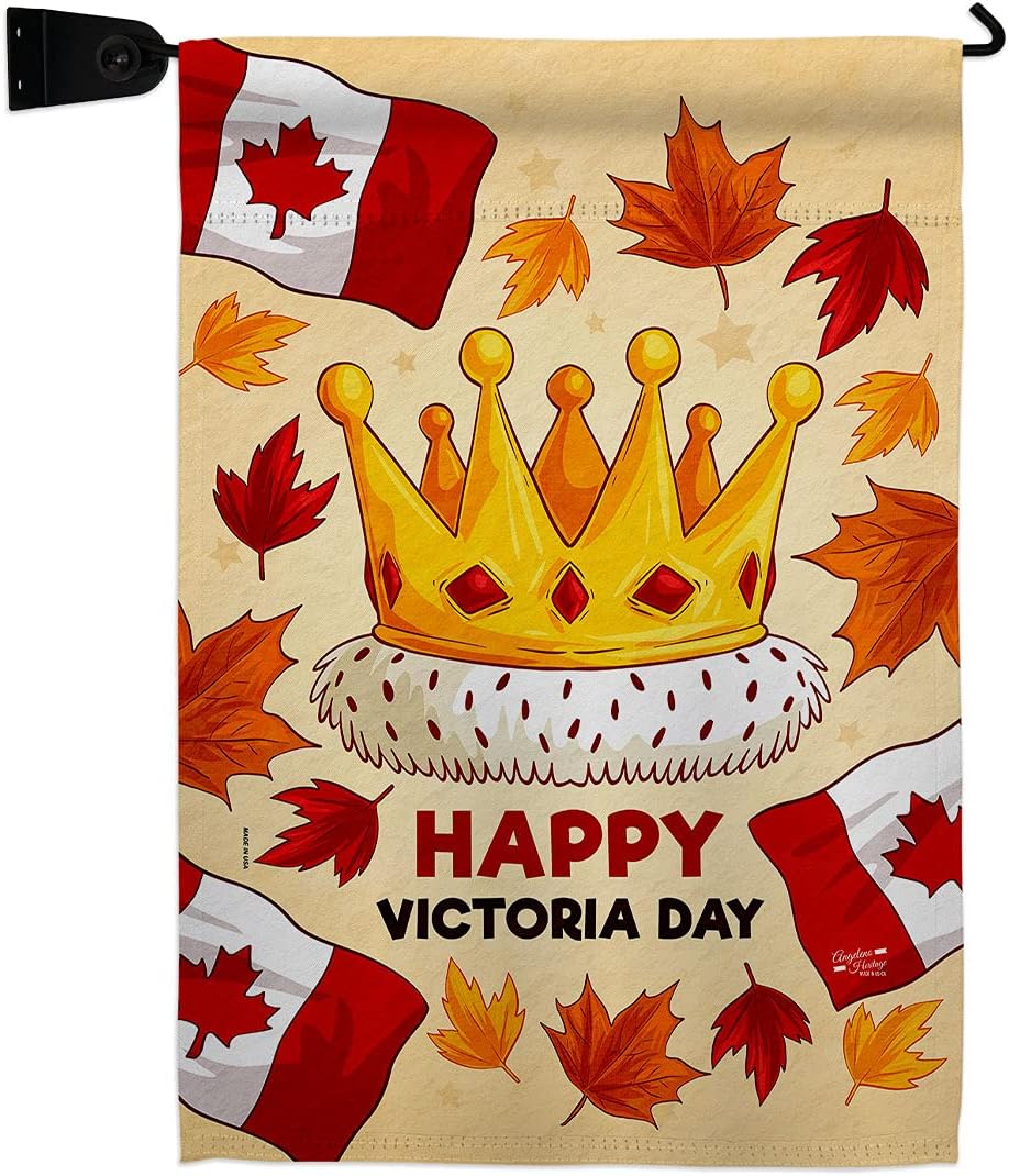 Canada Provinces Happy Victoria Day Burlap Garden Flag Set with Stand Regional Canadian Territories Region Country Particular Area Small Gift Yard House Banner Double-Sided Made In USA 13 X 18.5