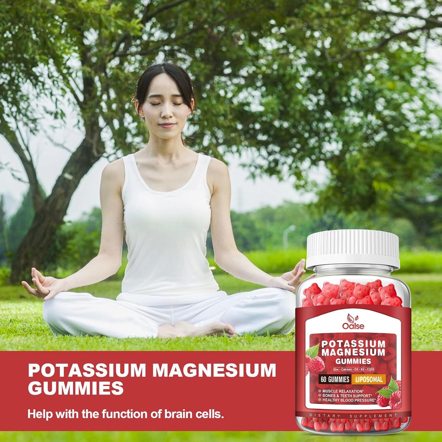 (2 Pack) Potassium Magnesium Gummies for Adults Kids, High Absorption Potassium Citrate 200mg Magnesium Glycinate 400mg, Chewable Gummy Supplements for Leg Cramps & Muscle, Raspberry