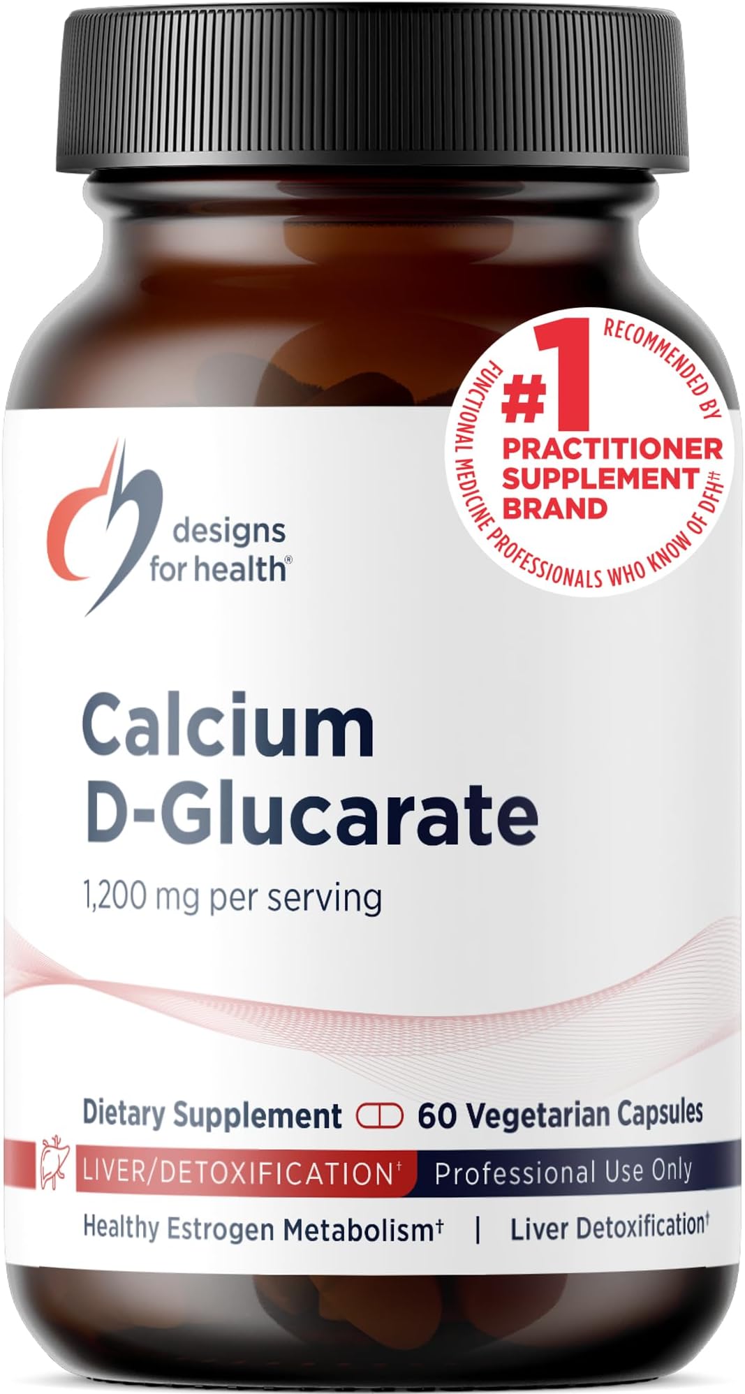 Designs for Health Calcium D-Glucarate - 1200mg CDG for Liver Support - Detoxification + Healthy Hormone Metabolism Support Supplement for Men + Women - Non-GMO, Soy-Free (60 Capsules)