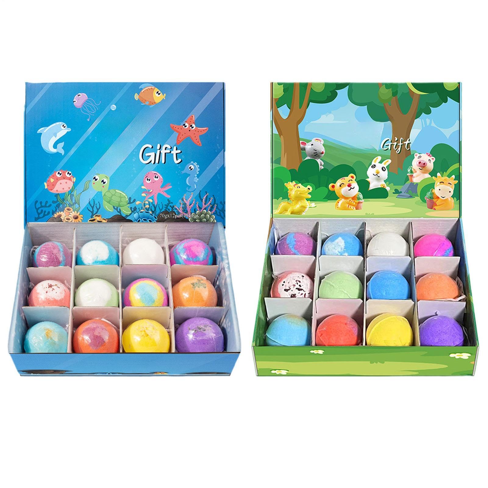 Bombas de Baño Niños con , 24 Bath Bombs Kids, Lindos Animales Bombas de Baño Gaseosas, Novedosos Baños Animales Marinos Terrestres Bombass Sales Juego Juguetes para Regalo Niños