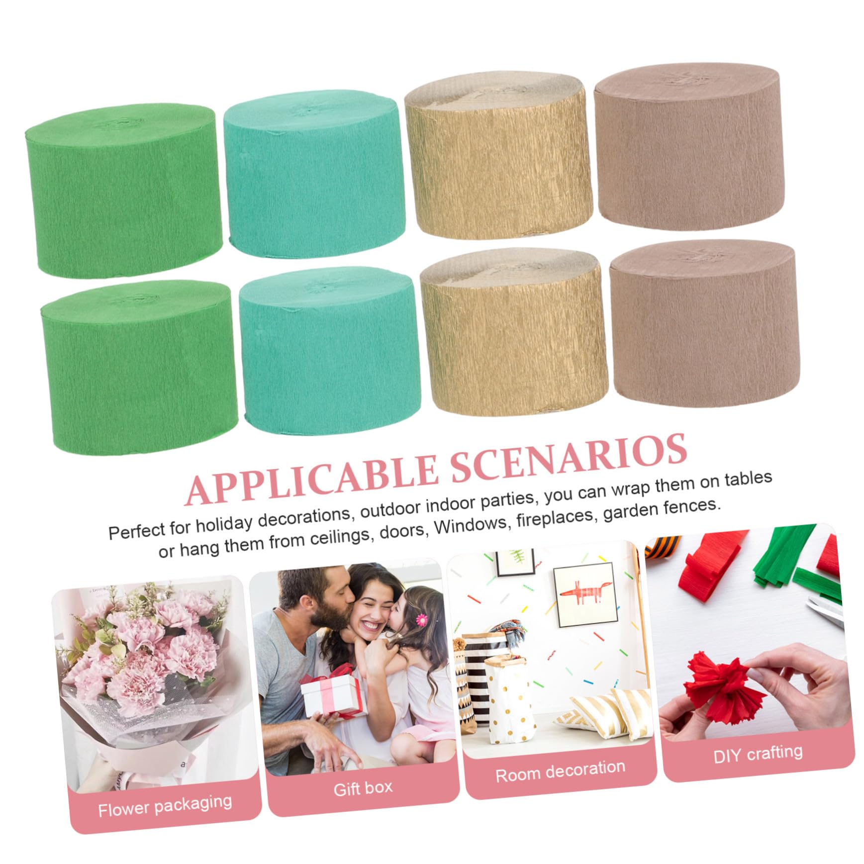 SEWACC 24rouleaux Papier Crépon Pour Décorations De Fête Streamers Pour Et Mariages Accessoires De Décoration Papier Pour Événements Festifs